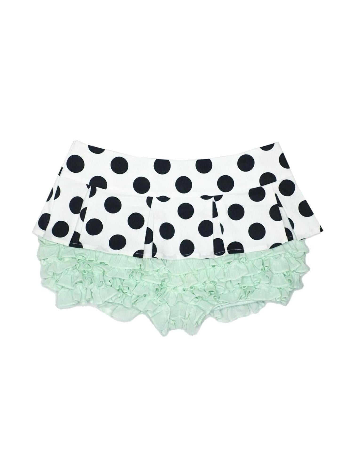 nit alcove Mint Green Polka Dot Lace Faux Two Layer Stretch Women&