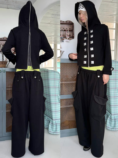 nit alcove Sequin Embellished Double Zip Front Comfortable Women&