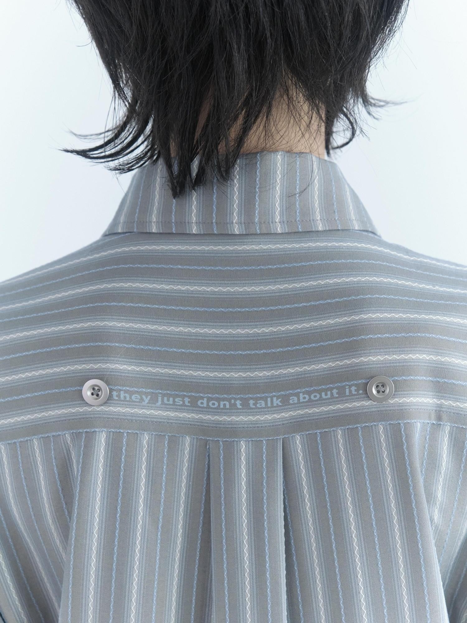 nnn society Shirt Collar Striped Print Pleated Low Waist Women&