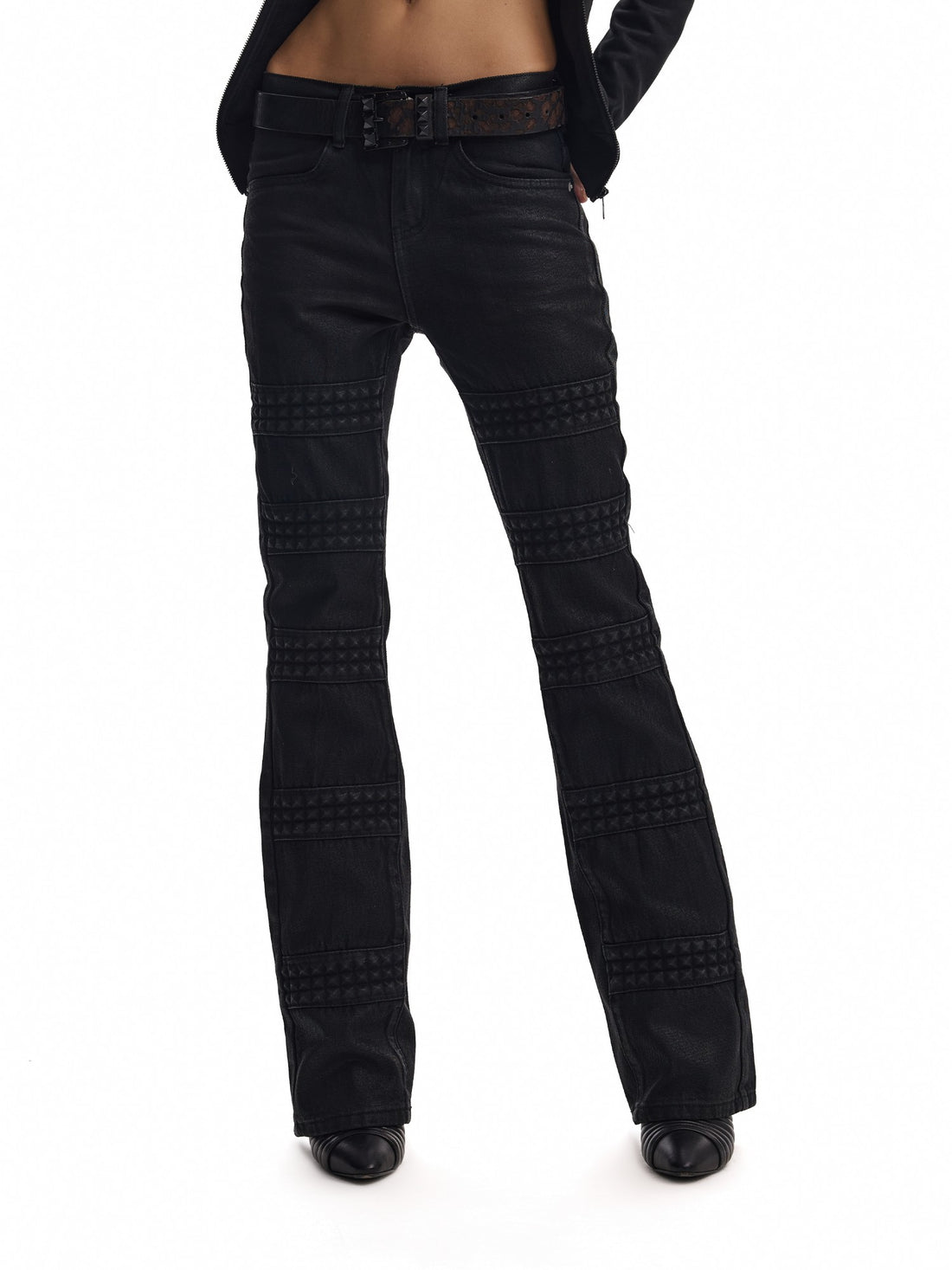 no E mosen 3d Embossed Studded Waxed Women&