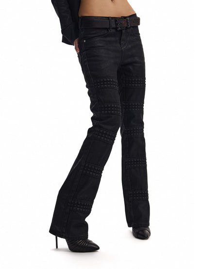 no E mosen 3d Embossed Studded Waxed Women&