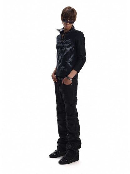 no E mosen 3d Embossed Studded Waxed Women&