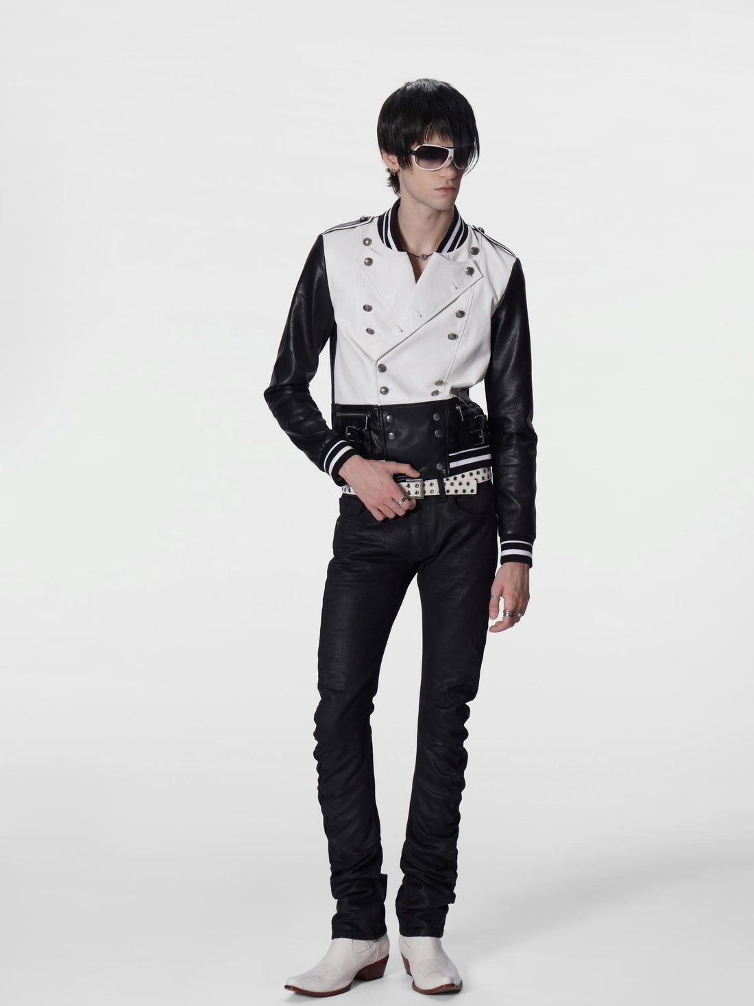 no E mosen Black White Color Block Double Breasted Structured Palace Women&