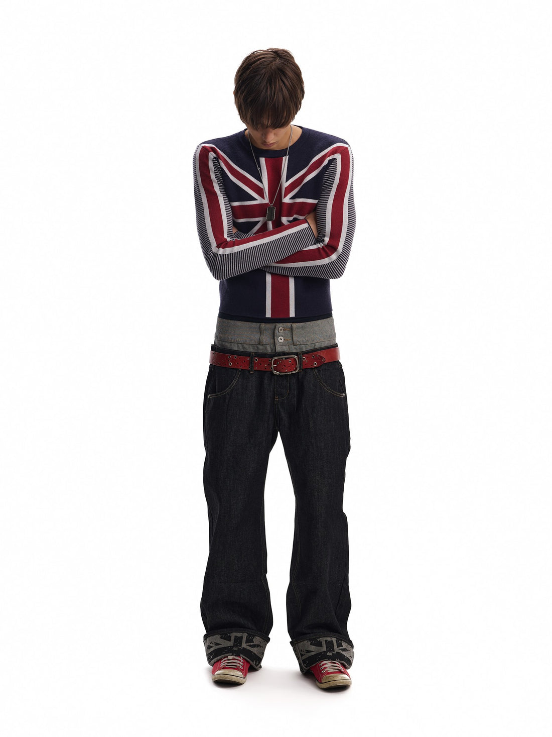 no E mosen Color Block Union Jack Stripe Spliced Women&