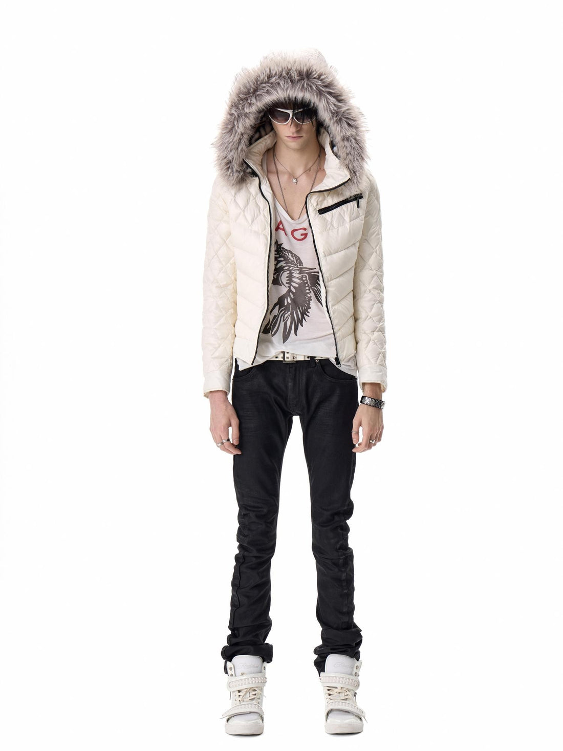 no E mosen Diamond Quilted Detachable Fur Hooded 90 White Duck Down Women&