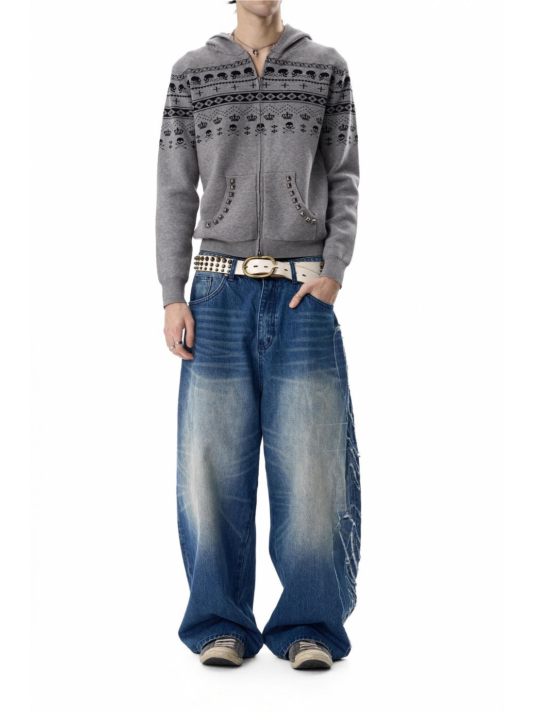 no E mosen Distressed Cross Embroidered Women&