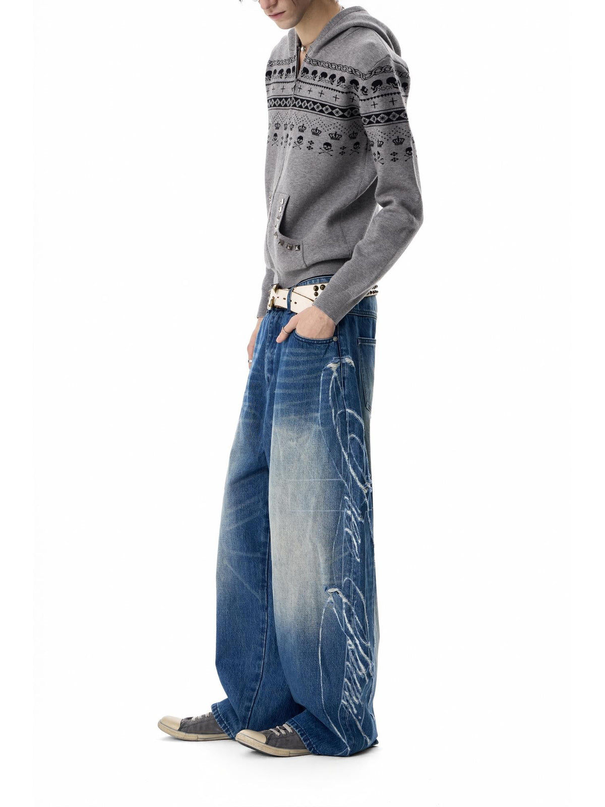 no E mosen Distressed Cross Embroidered Women&