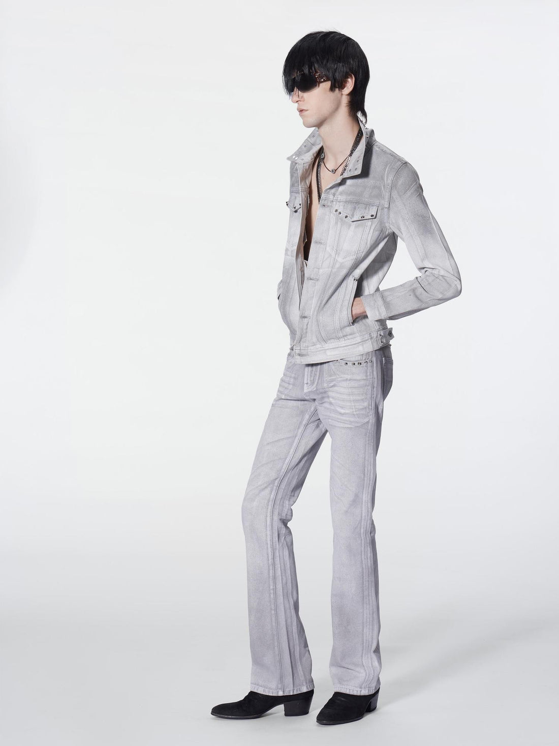 no E mosen Distressed Waxed Pleated Studded Geometric Women&