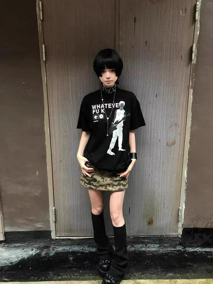 no E mosen Guitarist Graphic Embroidered Loose Fit Cotton Women&