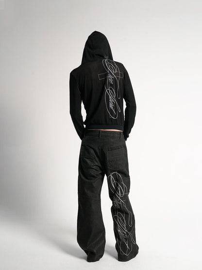 no E mosen Hollow Print Zip Up Women&