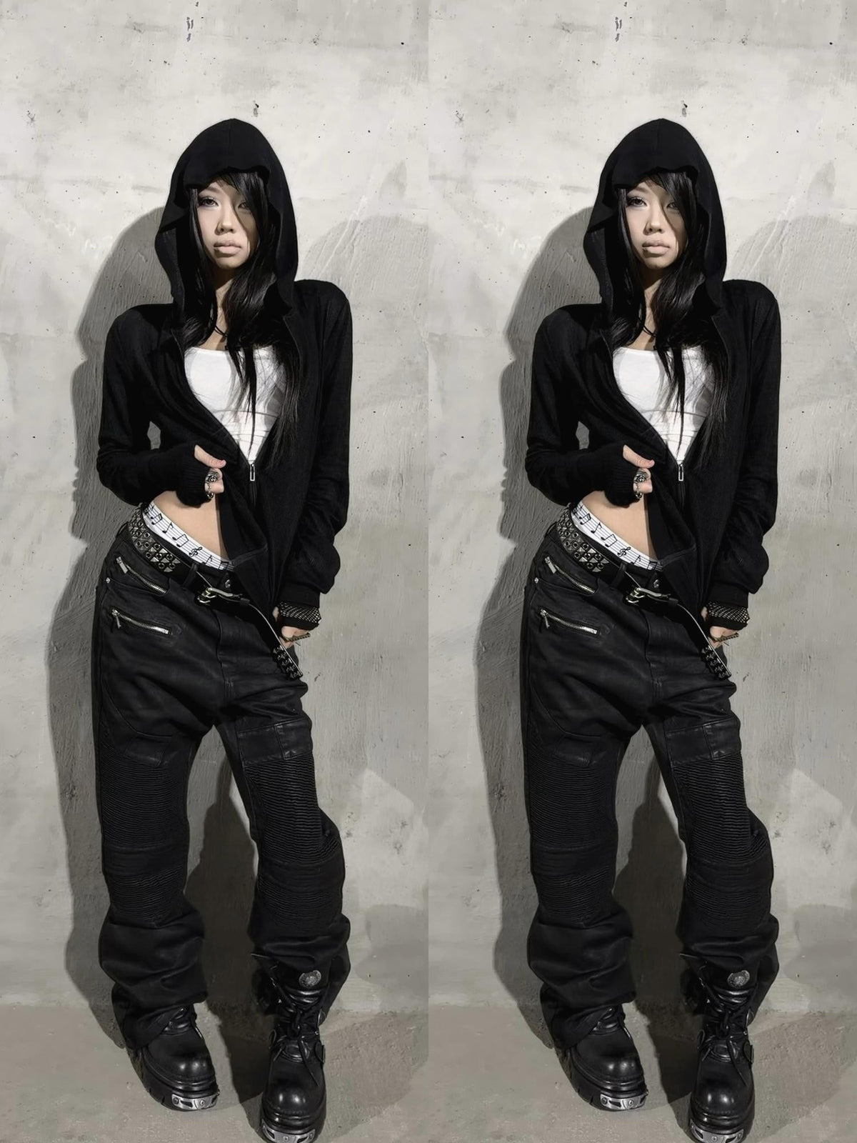 no E mosen Hollow Print Zip Up Women&
