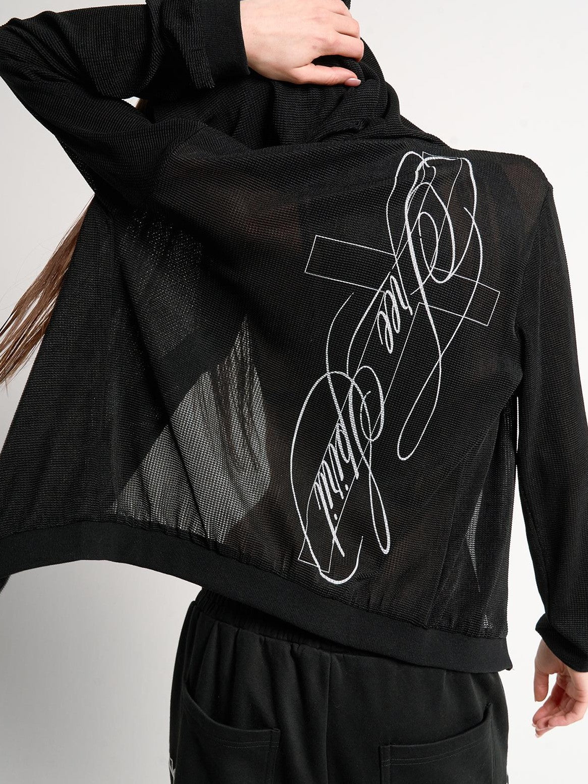 no E mosen Hollow Print Zip Up Women&