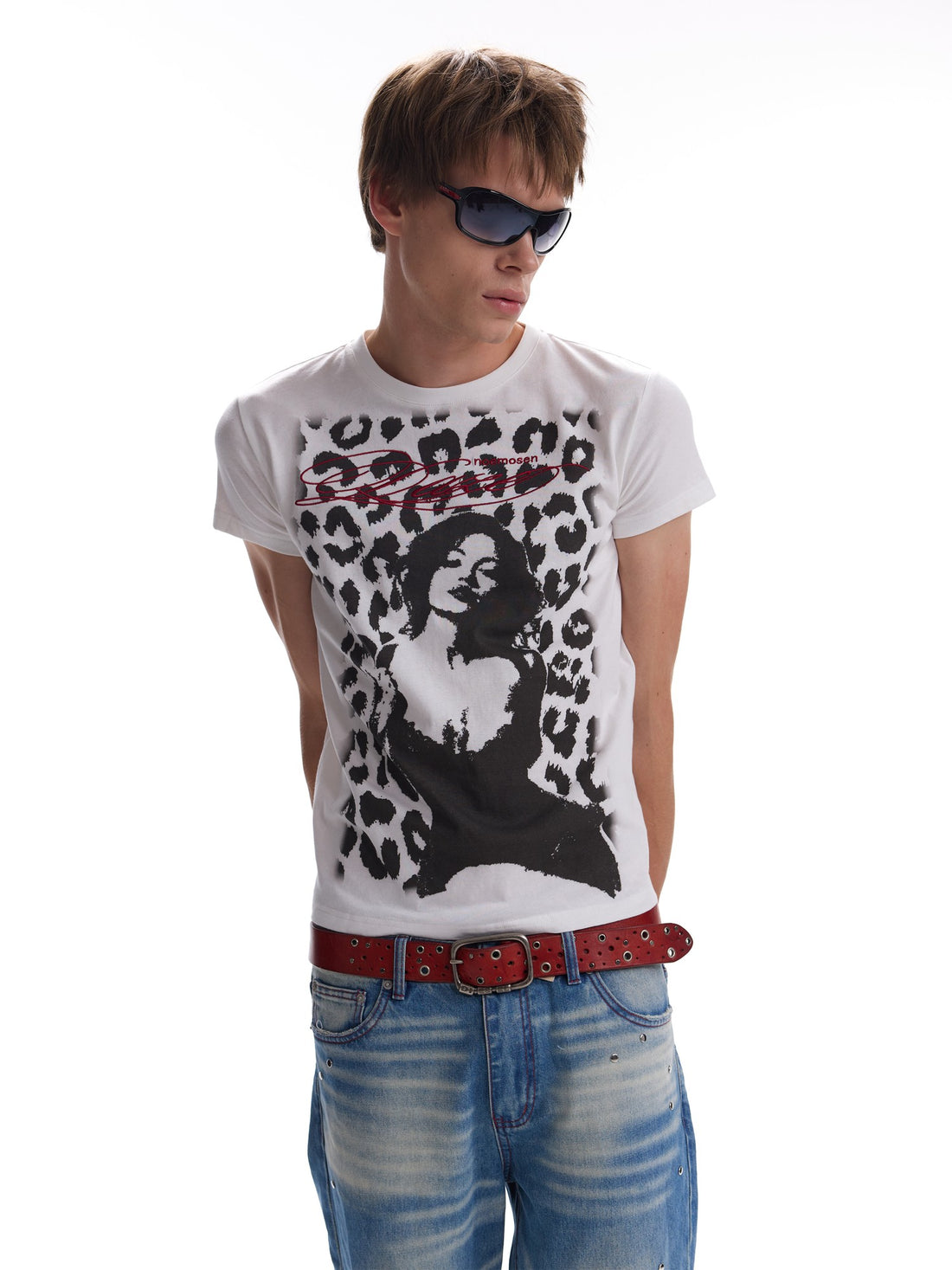 no E mosen Leopard Contrast Embroidery Women&
