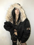 no E mosen Leopard Print Hooded Faux Fur Trim Embroidered Women&