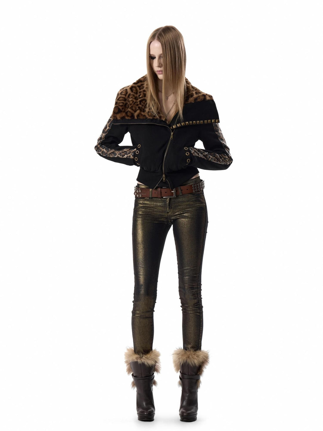 no E mosen Leopard Print Sequin Asymmetric Lapel Slim Fit Women&