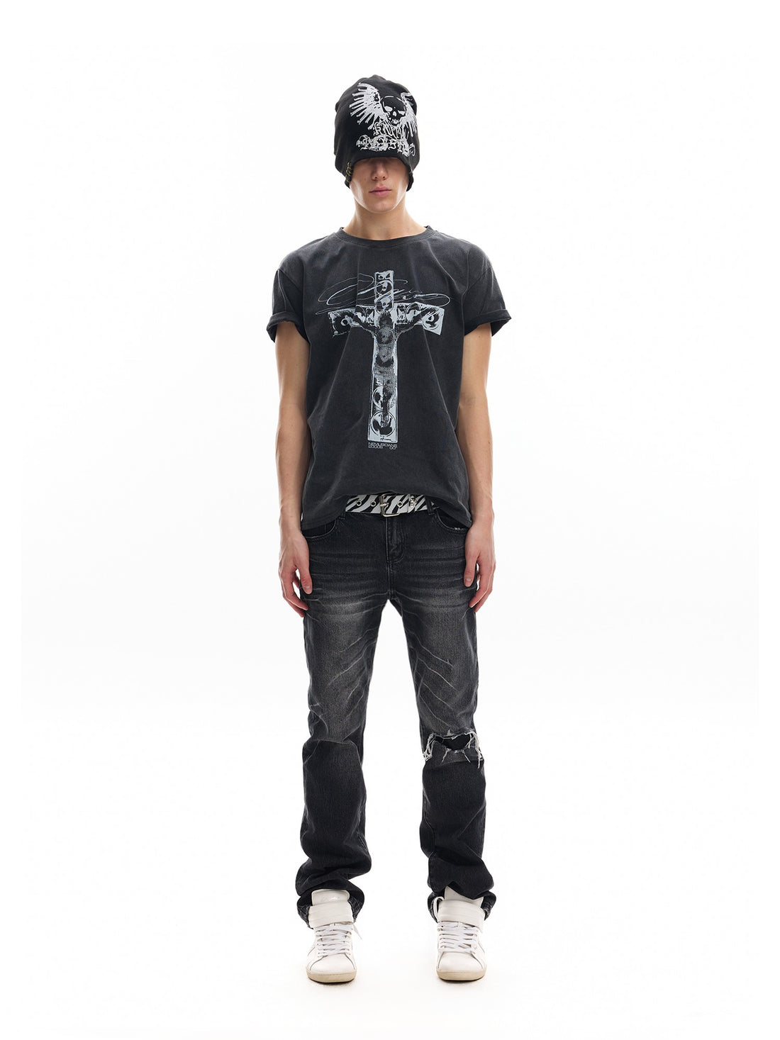 no E mosen Lightning Geometric Studded Distressed Skinny Women&