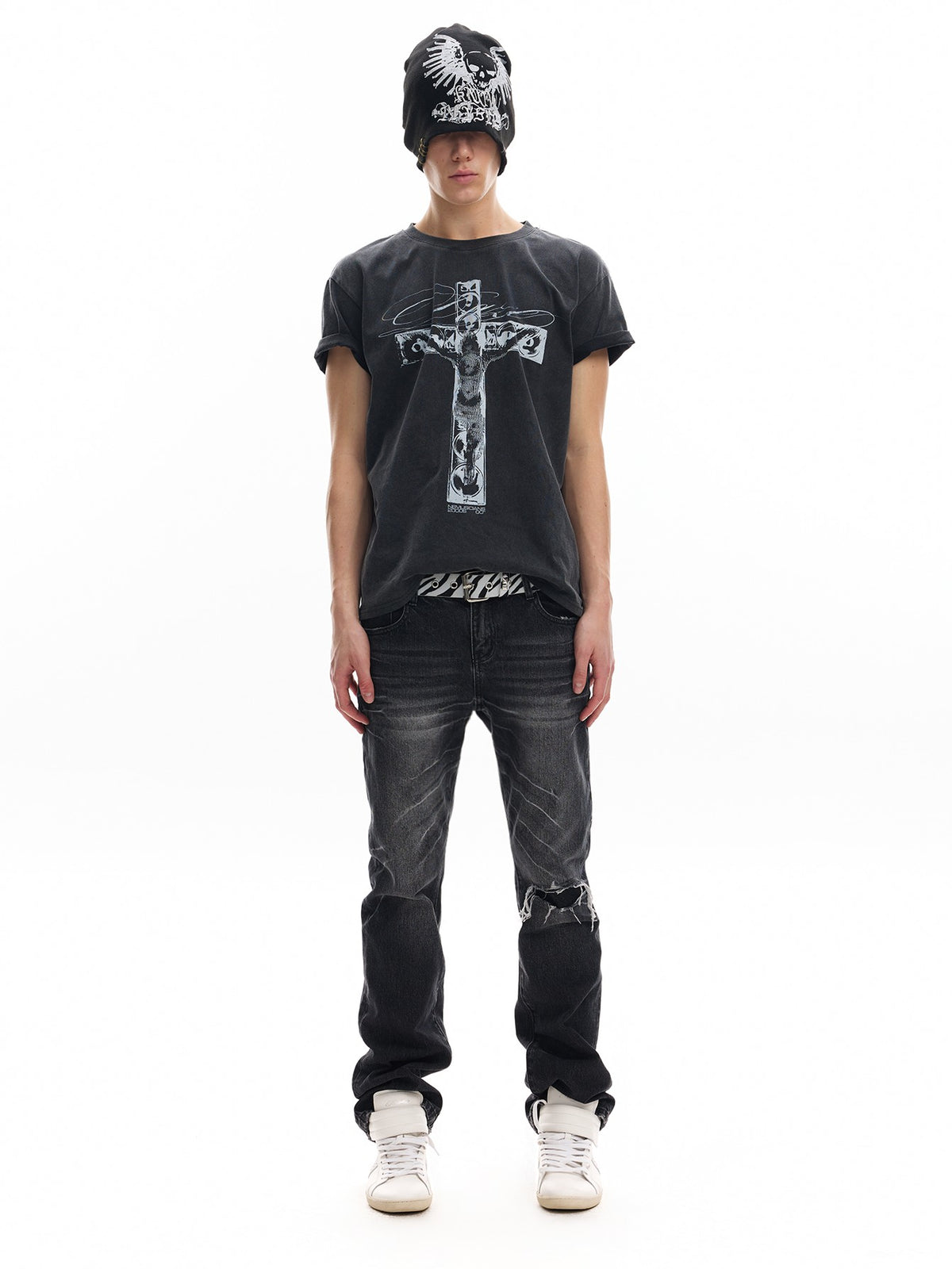no E mosen Lightning Geometric Studded Distressed Skinny Women&