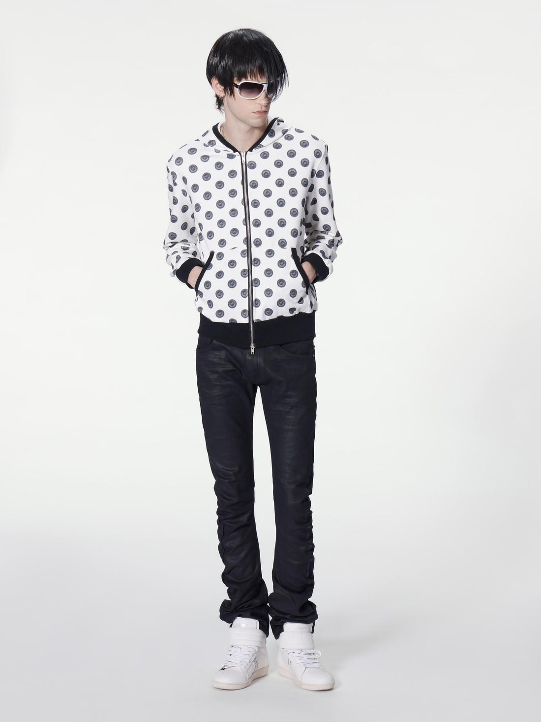 no E mosen Polka Dot Black And White Colorblock Loose Women&
