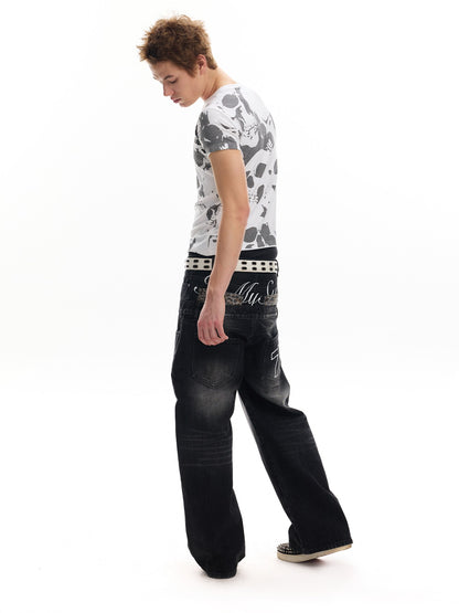 no E mosen Skull Allover Print Streetwear Digital Print Women&