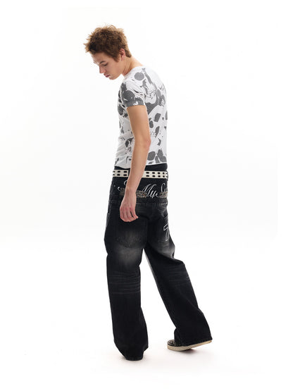 no E mosen Skull Allover Print Streetwear Digital Print Women&