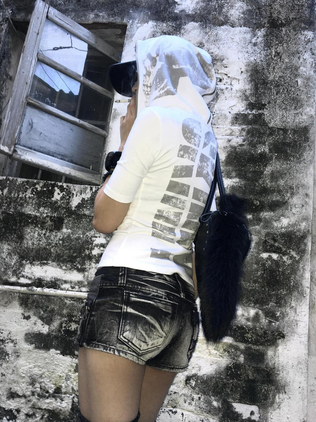 no E mosen Skull Print Hooded Slim Fit Cotton Women&