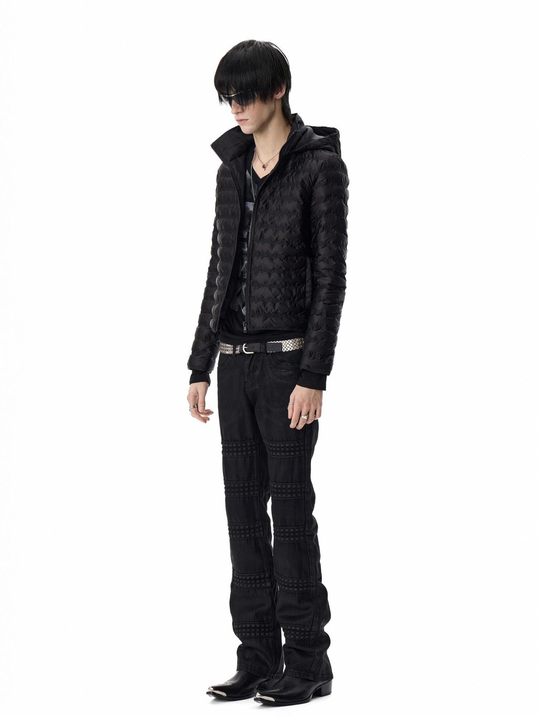 no E mosen Slim Fit Music Note Quilted Stand Collar Women&