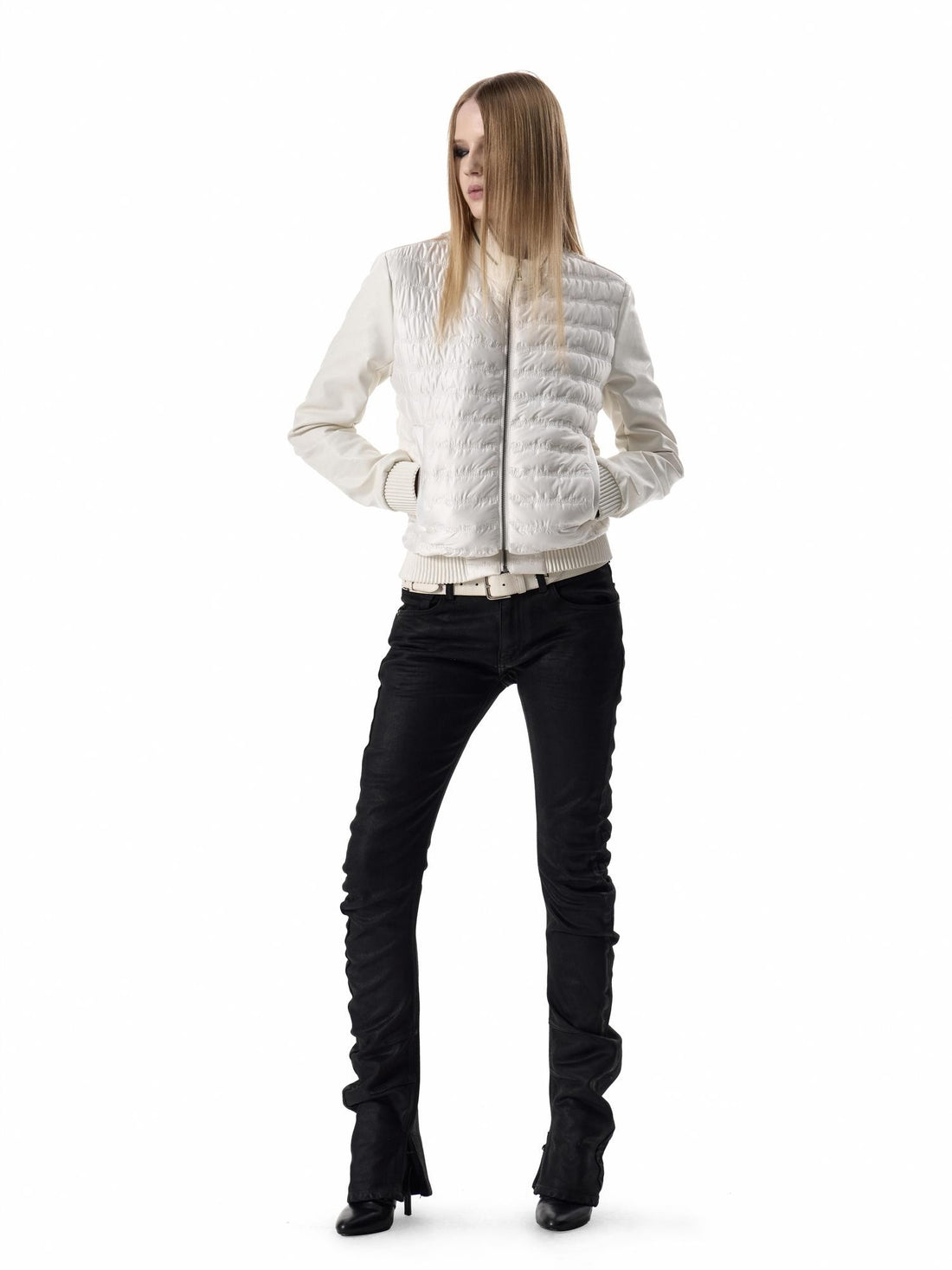 no E mosen Slim Fit Musical Note Faux Leather Panel Women&