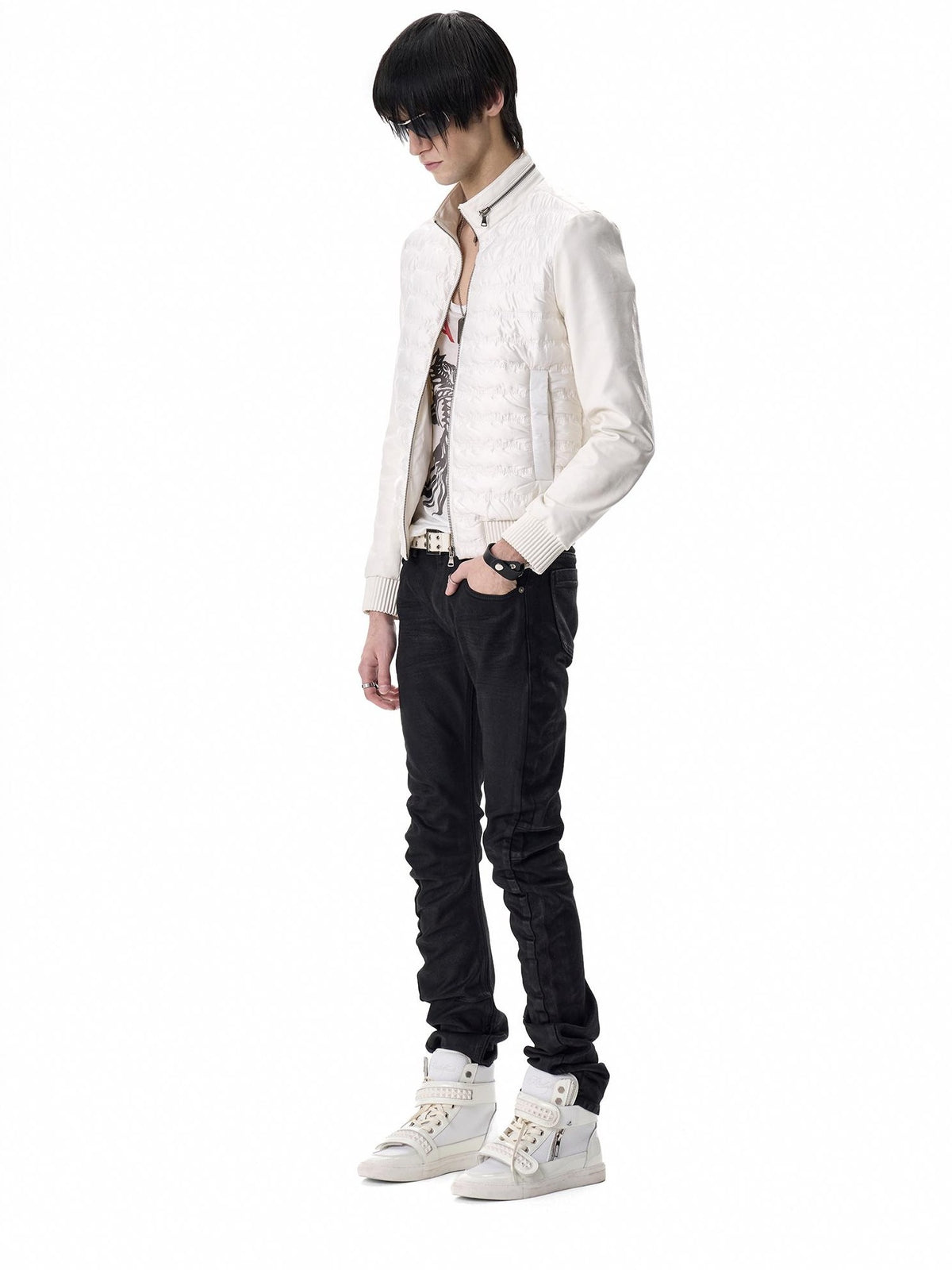 no E mosen Slim Fit Musical Note Faux Leather Panel Women&
