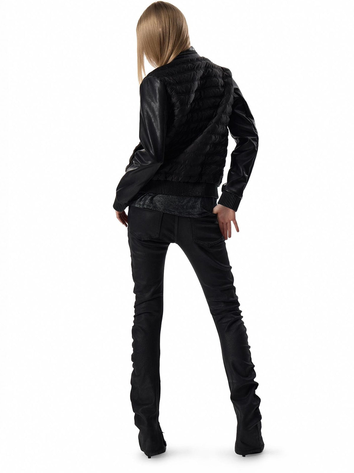 no E mosen Slim Fit Musical Note Faux Leather Panel Women&