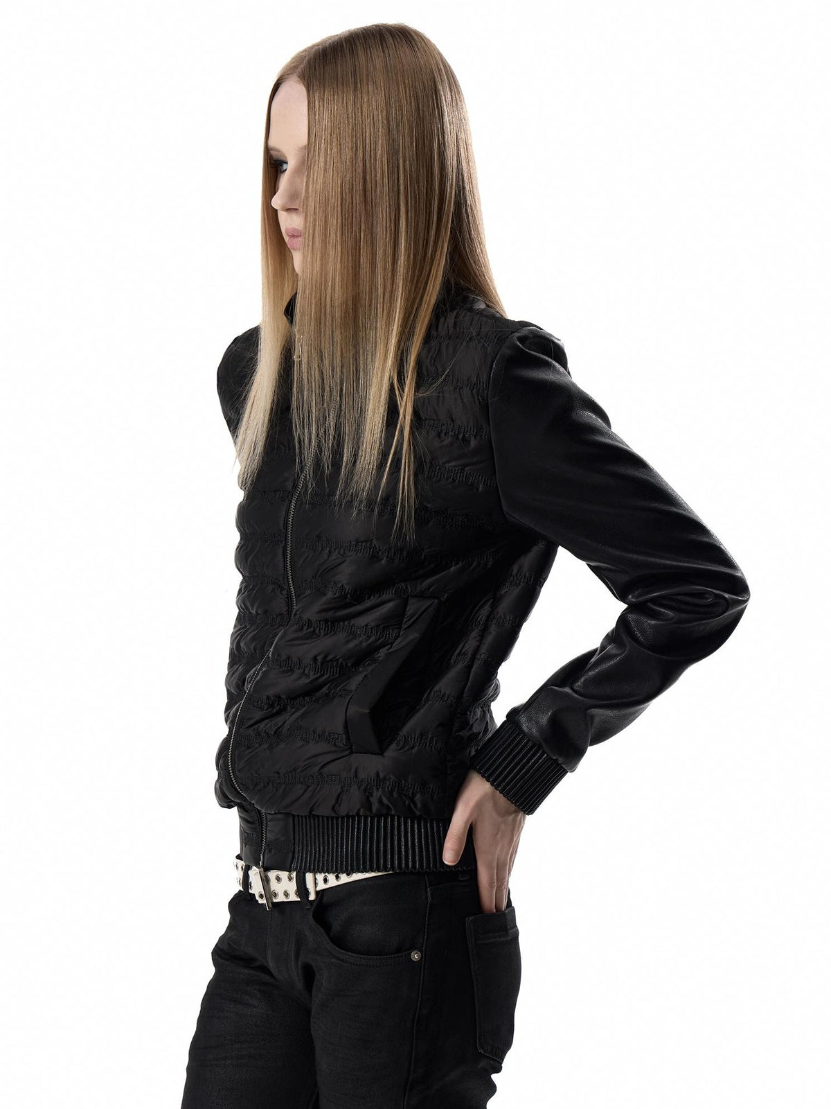 no E mosen Slim Fit Musical Note Faux Leather Panel Women&