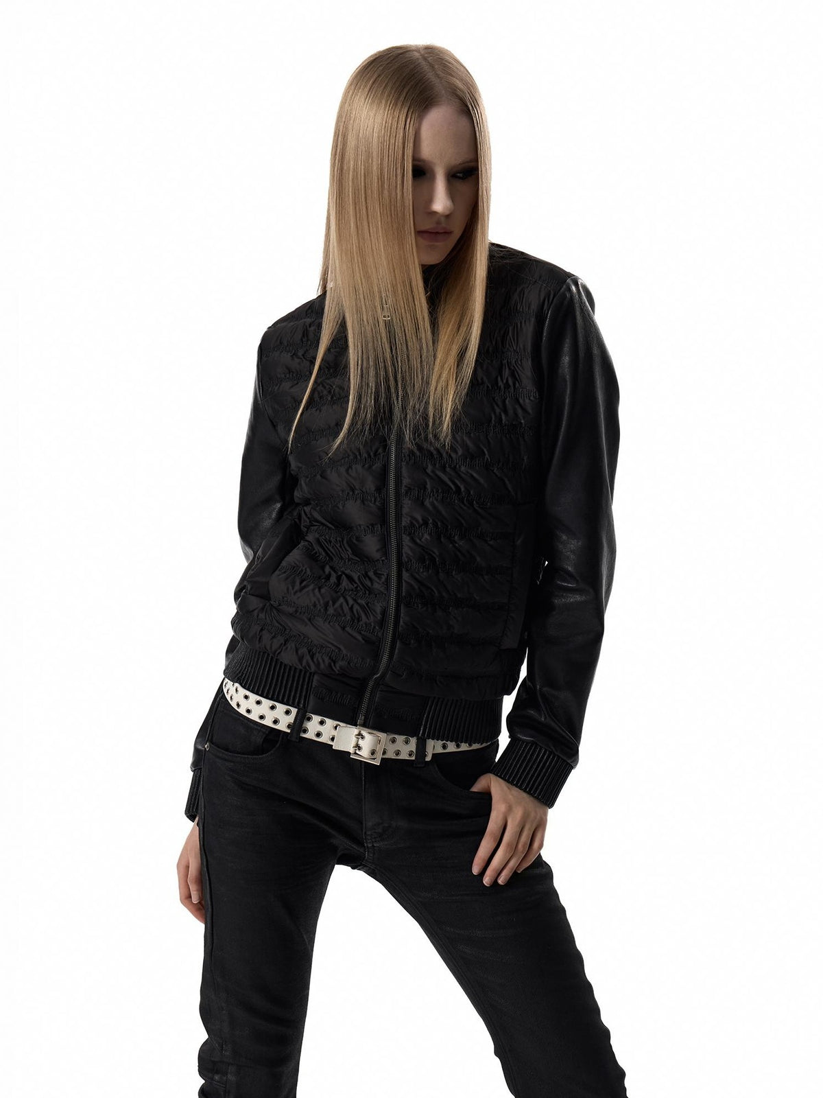 no E mosen Slim Fit Musical Note Faux Leather Panel Women&