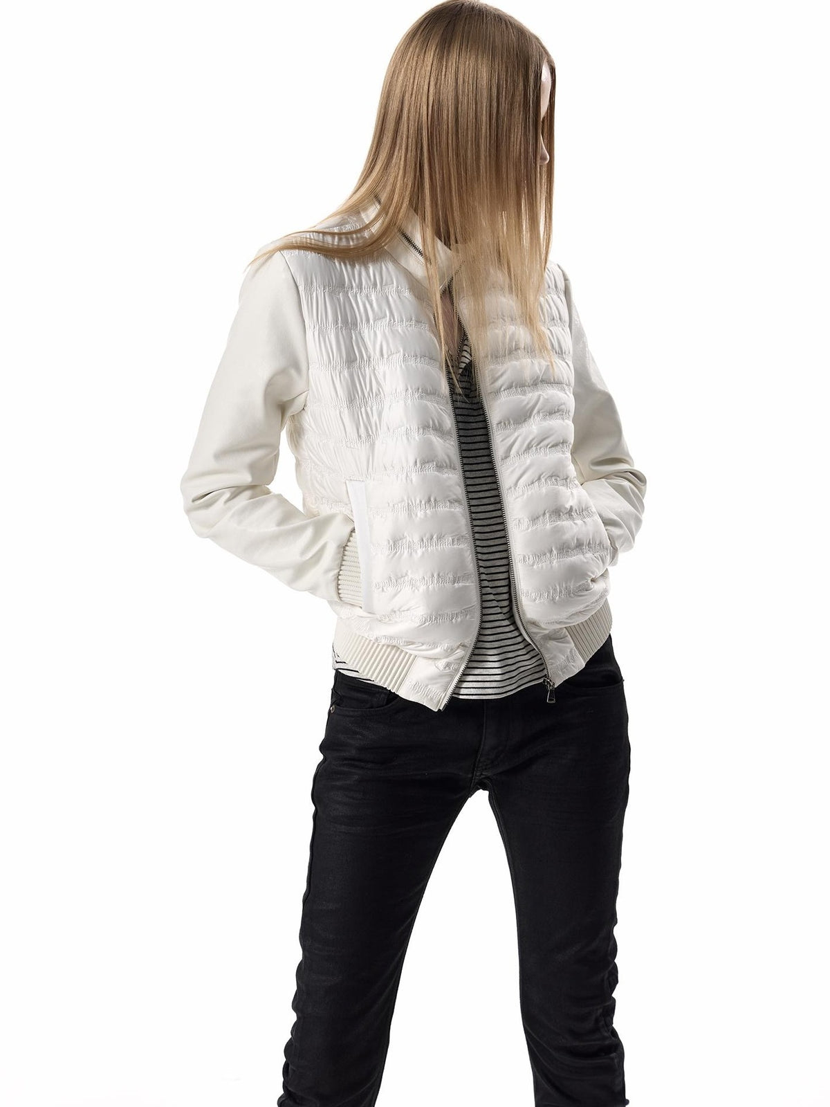 no E mosen Slim Fit Musical Note Faux Leather Panel Women&