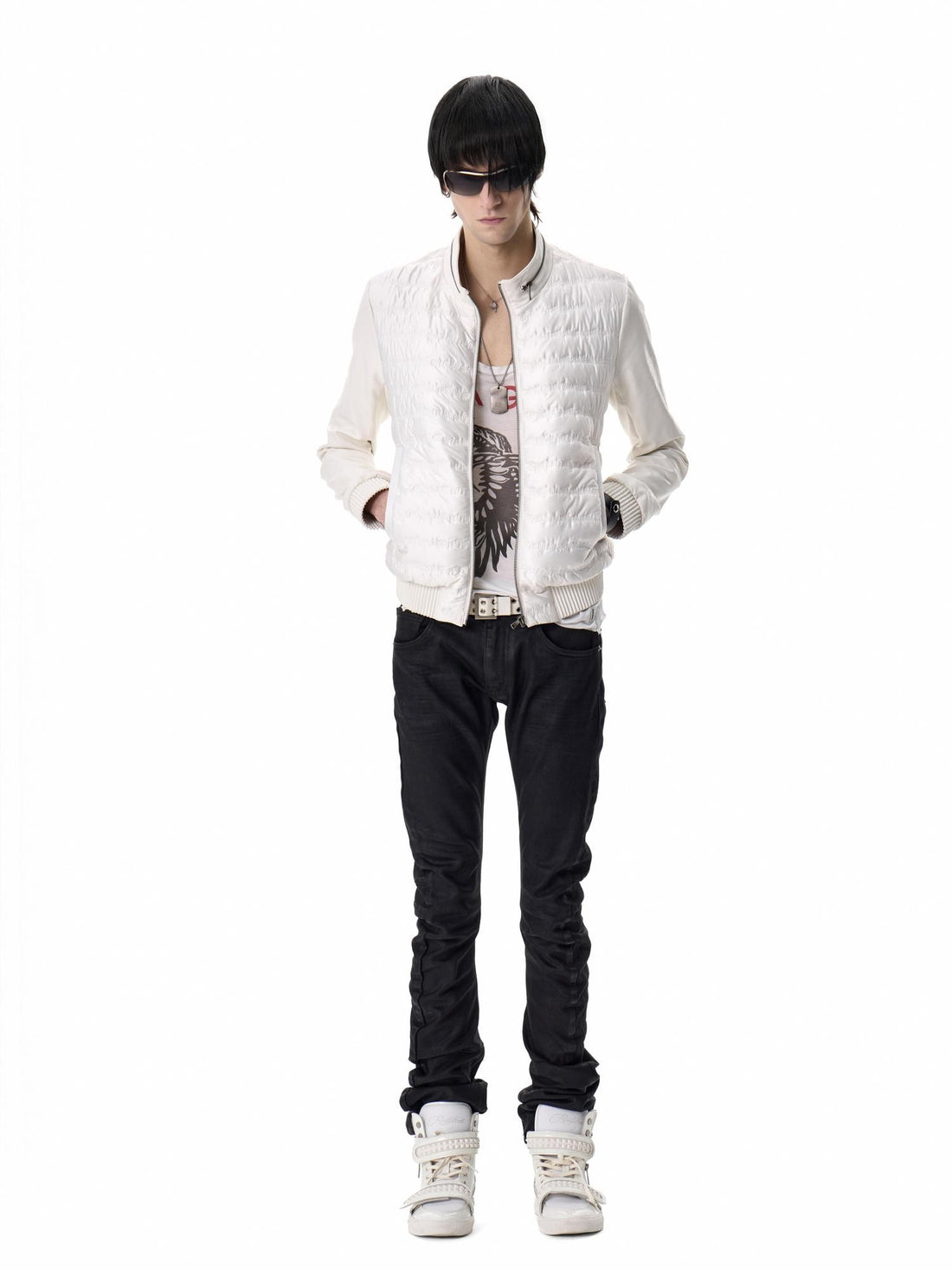 no E mosen Slim Fit Musical Note Faux Leather Panel Women&