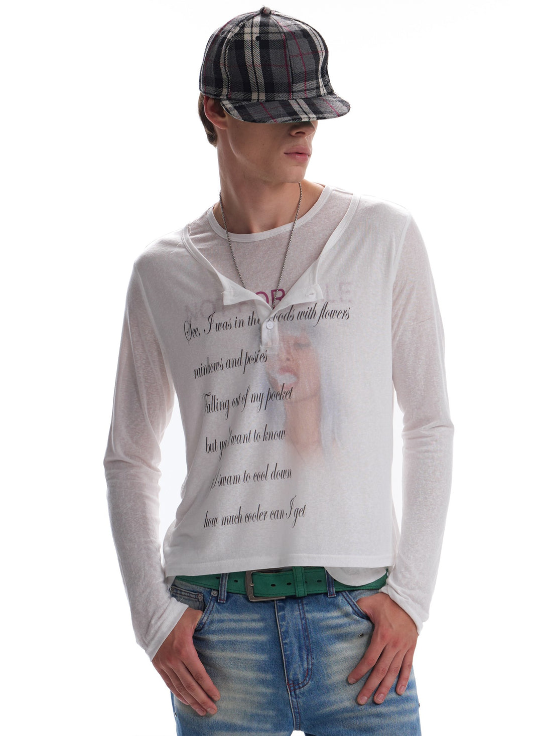 no E mosen Smoke Poetry Portrait Print Faux Layered Women&