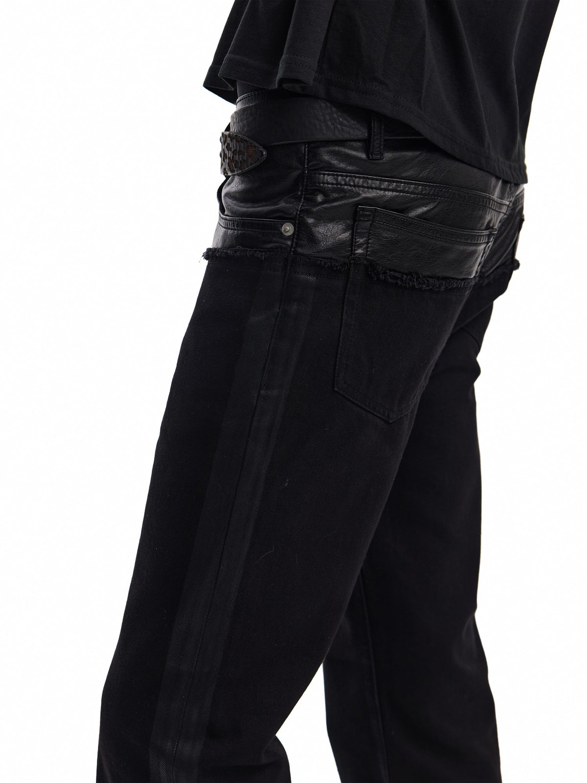 no E mosen Spliced Distressed Waist Geometric High Waist Women&