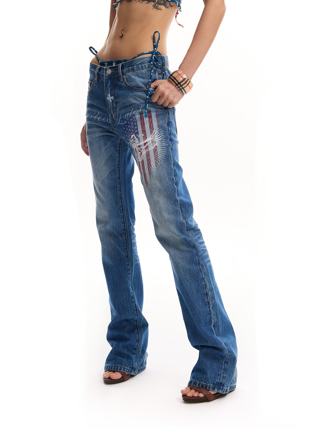 no E mosen Star Eagle Embroidery Print Women&