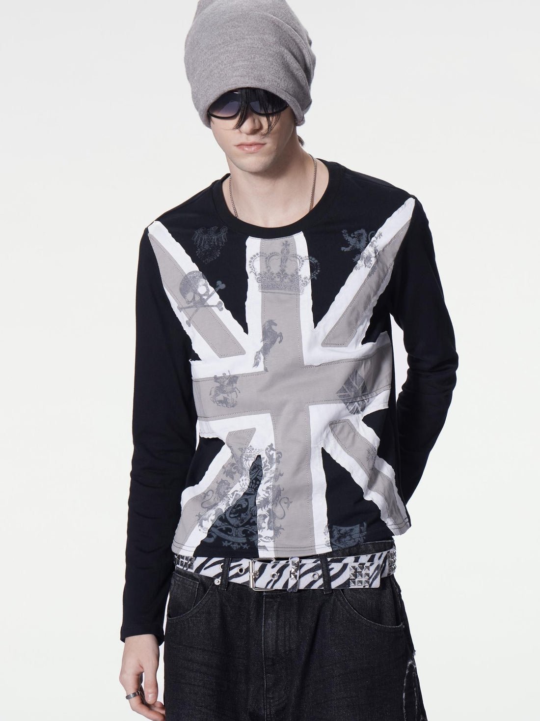 no E mosen Union Jack Patch Embroidered Graphic Slim Fit Cotton Women&