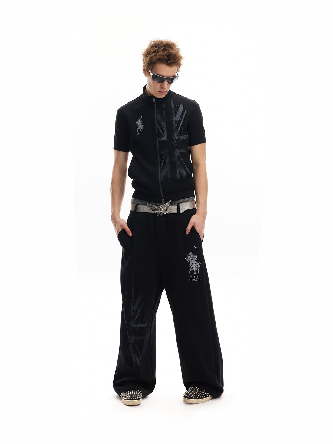 no E mosen Union Jack Print Grim Reaper Embroidery Women&
