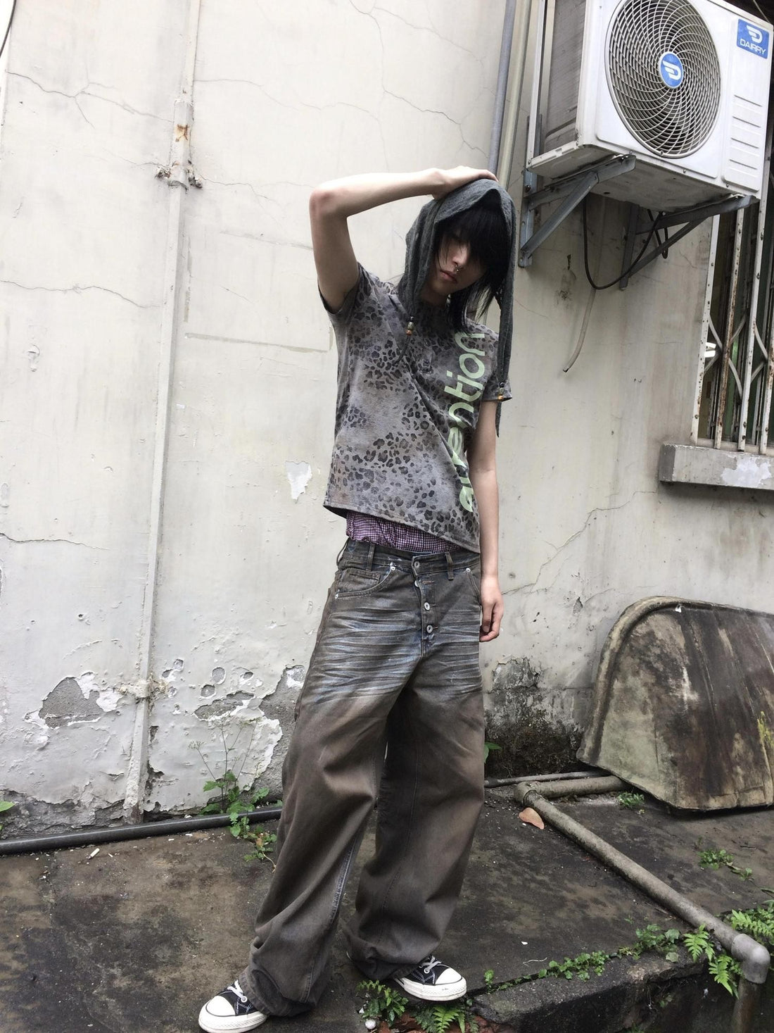 no E mosen Washed Baggy Distressed Women&