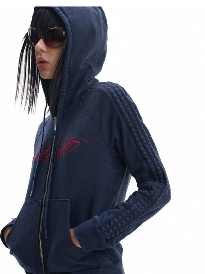 no E mosen Washed Blue Color Block Embroidery Women&