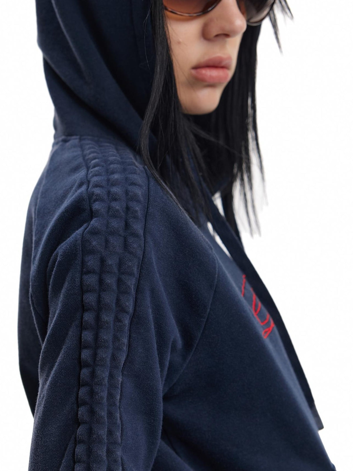 no E mosen Washed Blue Color Block Embroidery Women&
