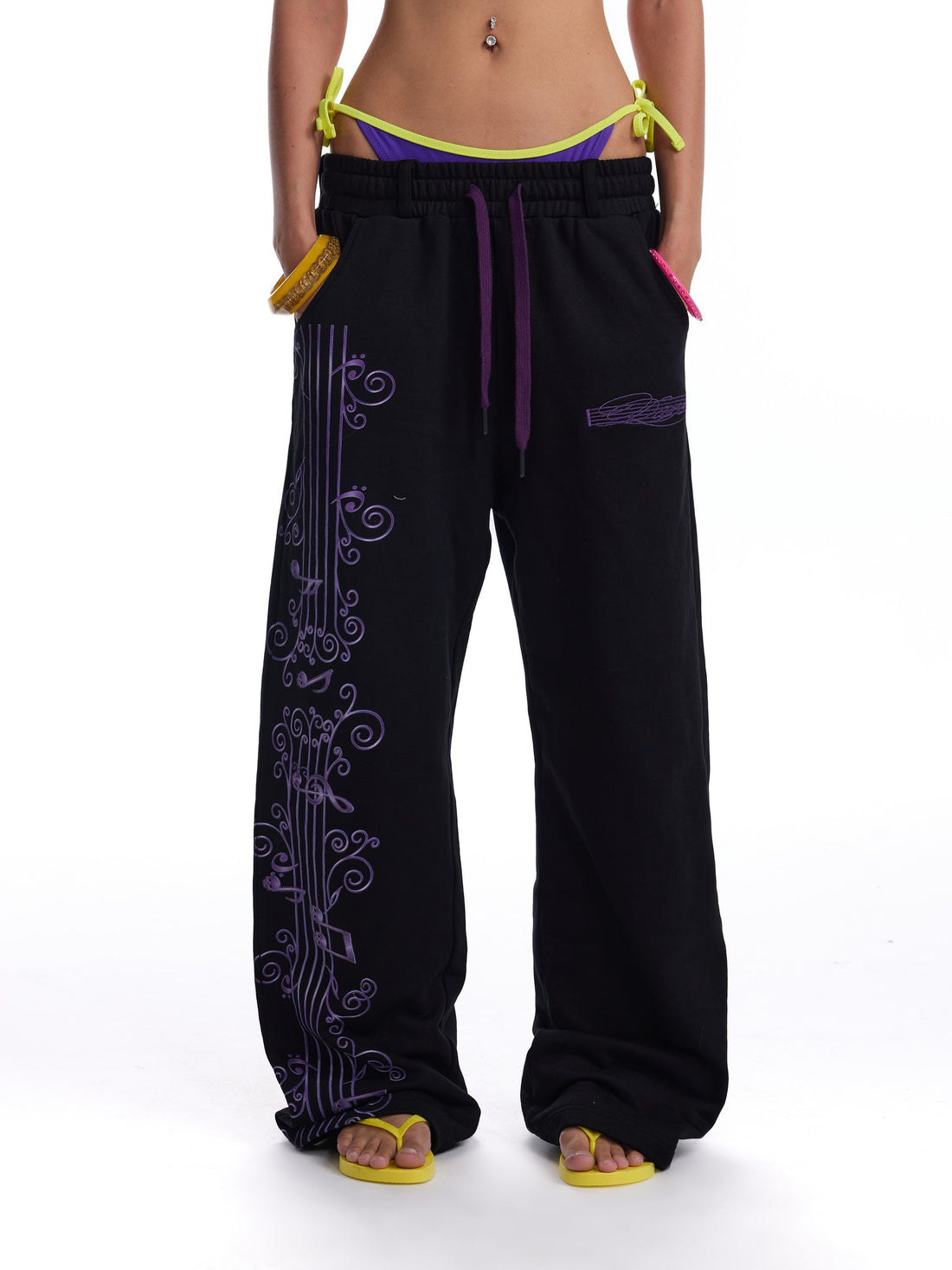 no E mosen Wisteria Note Large Print Embroidered Straight Leg Women&