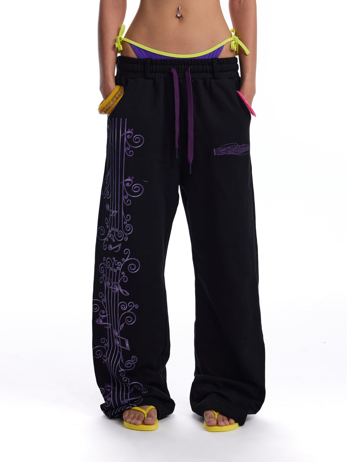 no E mosen Wisteria Note Large Print Embroidered Straight Leg Women&
