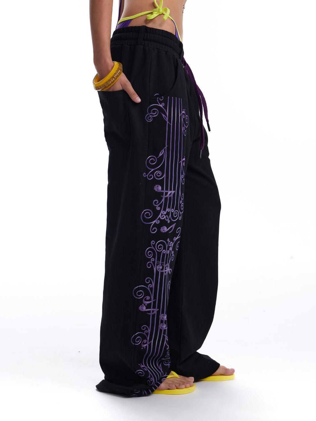 no E mosen Wisteria Note Large Print Embroidered Straight Leg Women&