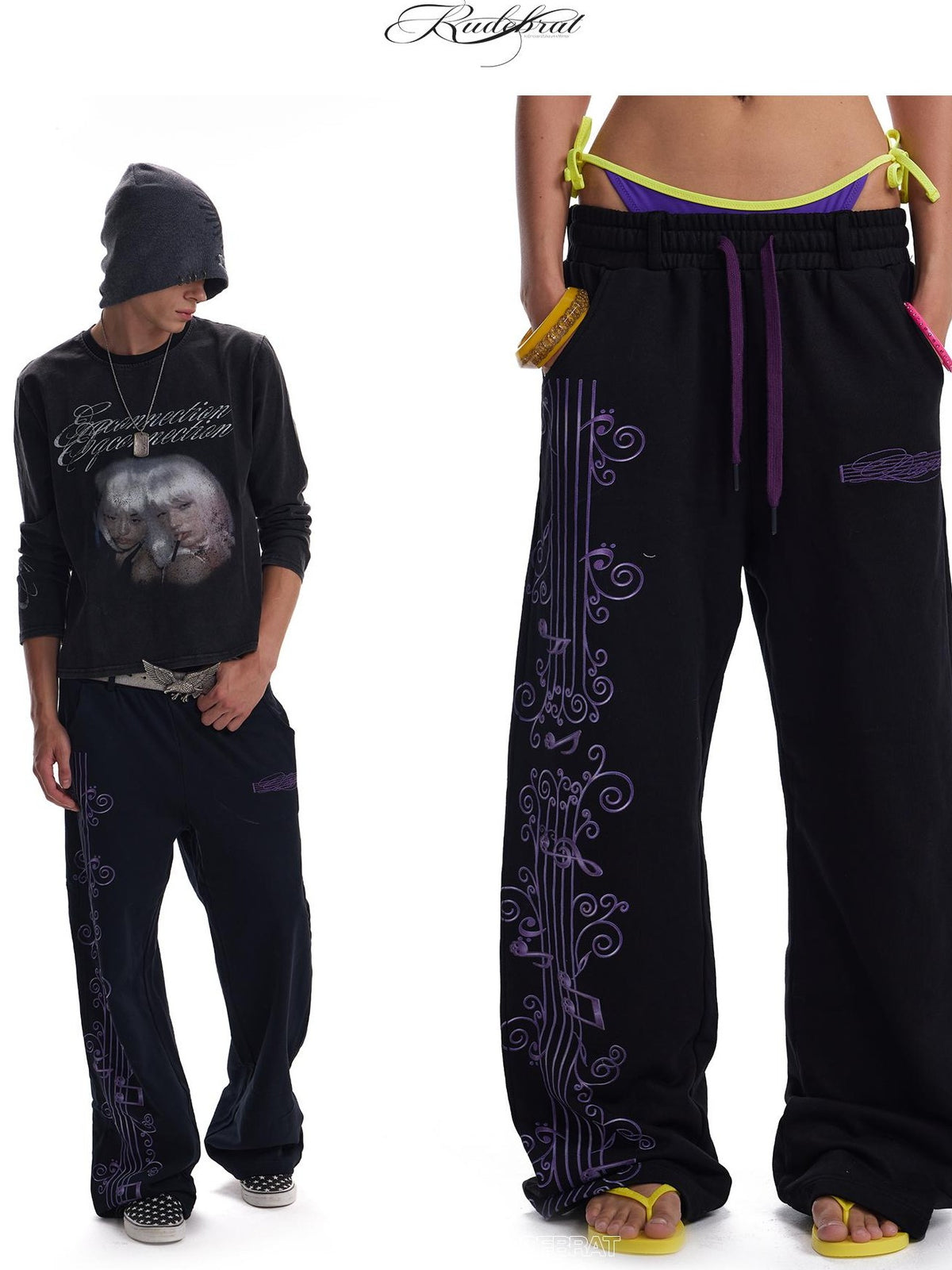 no E mosen Wisteria Note Large Print Embroidered Straight Leg Women&