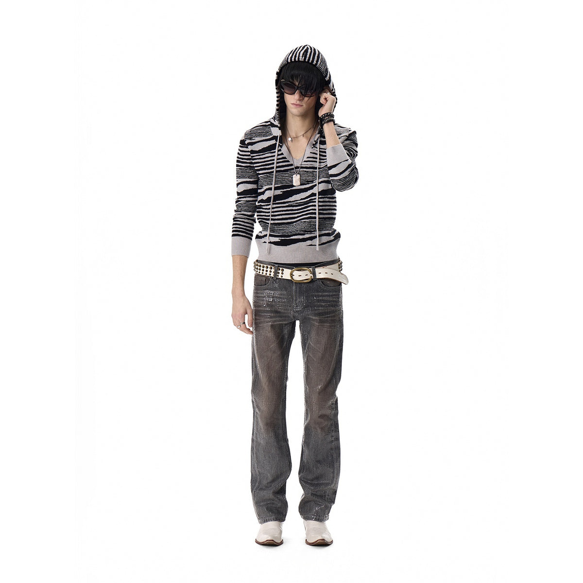 no_E_mosen_Zebra_Print_V-neck_Hooded_Slim_Fit_Women&