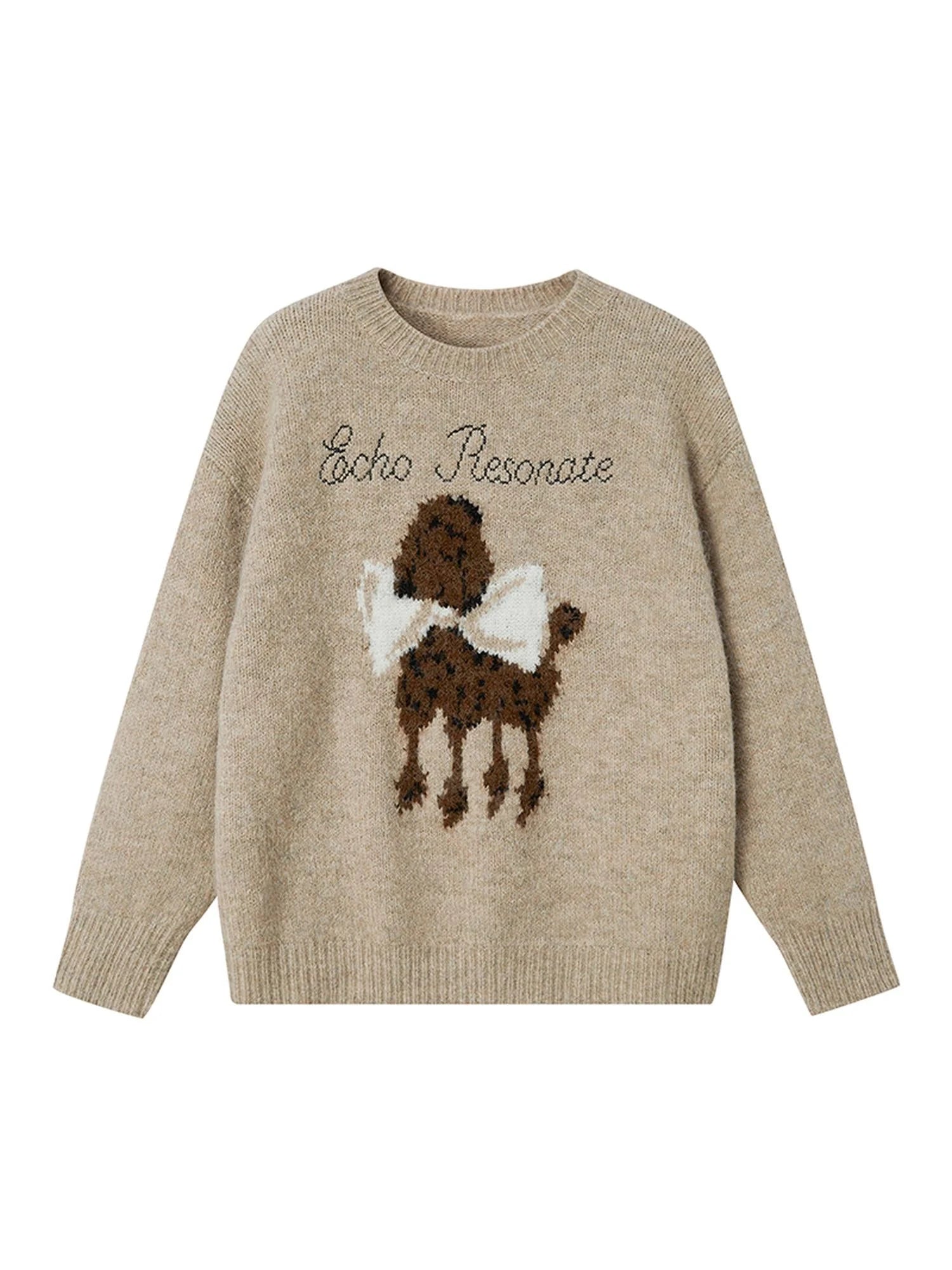 Butterfly Bow Dog Embroidered Knit Sweater