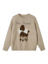 Butterfly Bow Dog Embroidered Knit Sweater