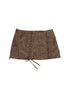 Flowers birds Market Washed Stitching Embroidered Leather Skirt