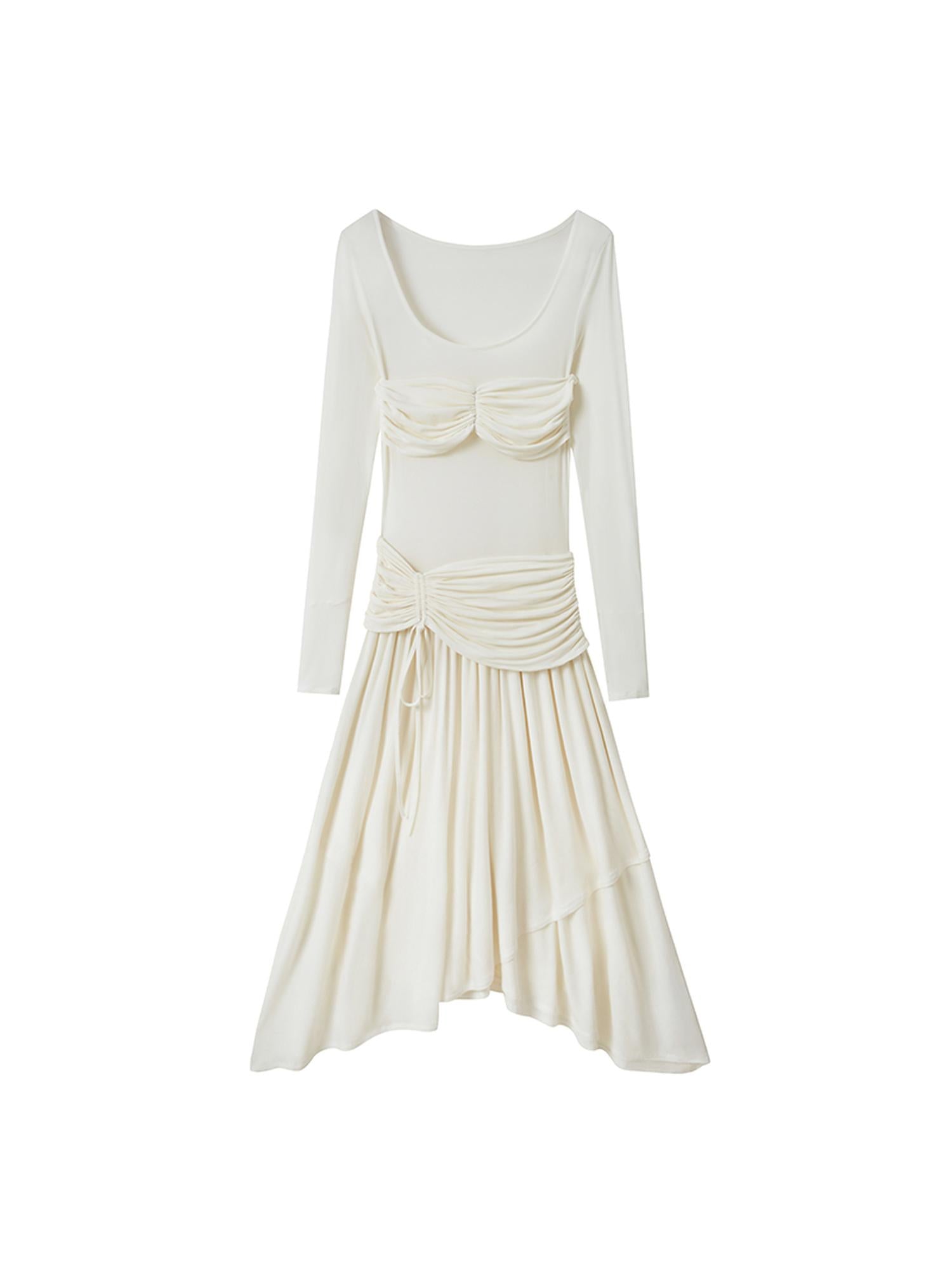 DIDDI MODA Classicalist Asymmetrical Pleated Maxi Dress